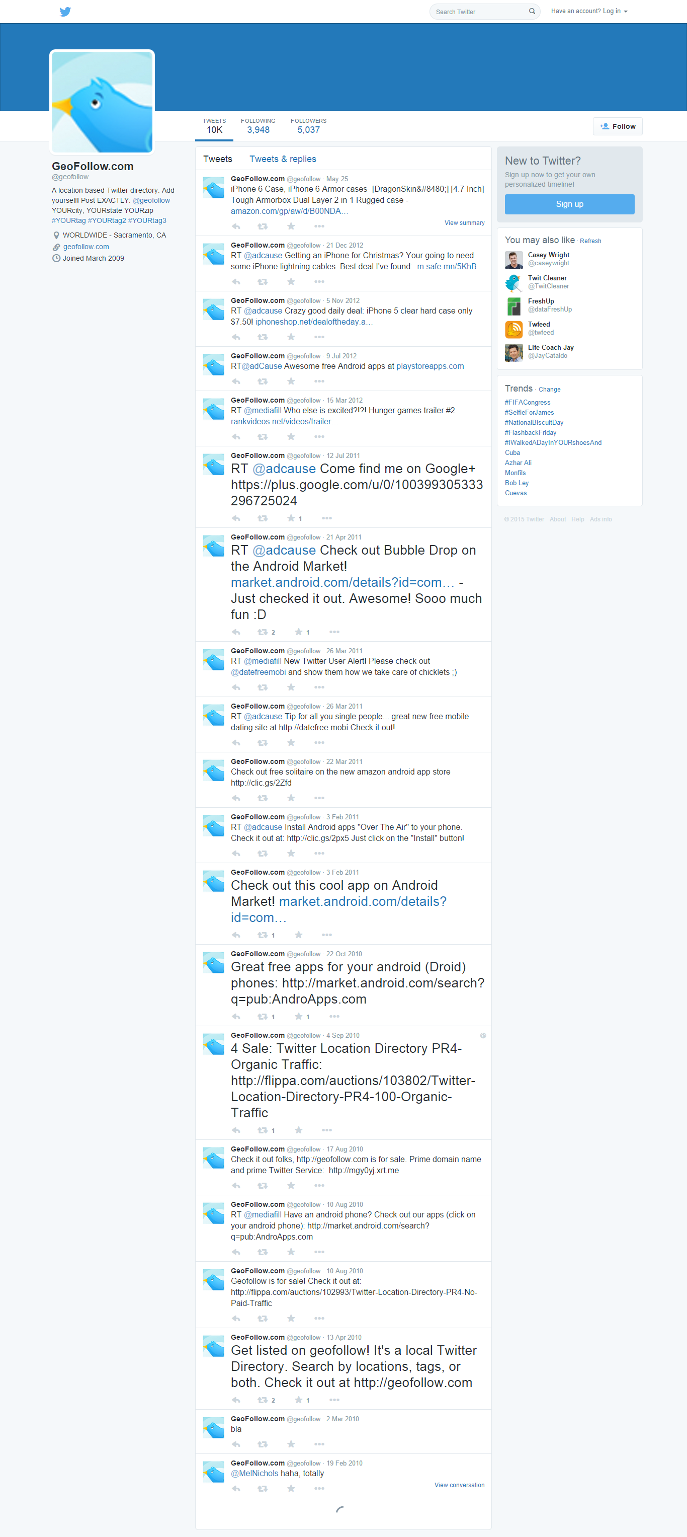 GeoFollow: Twitter Directory - Add youself to the directory