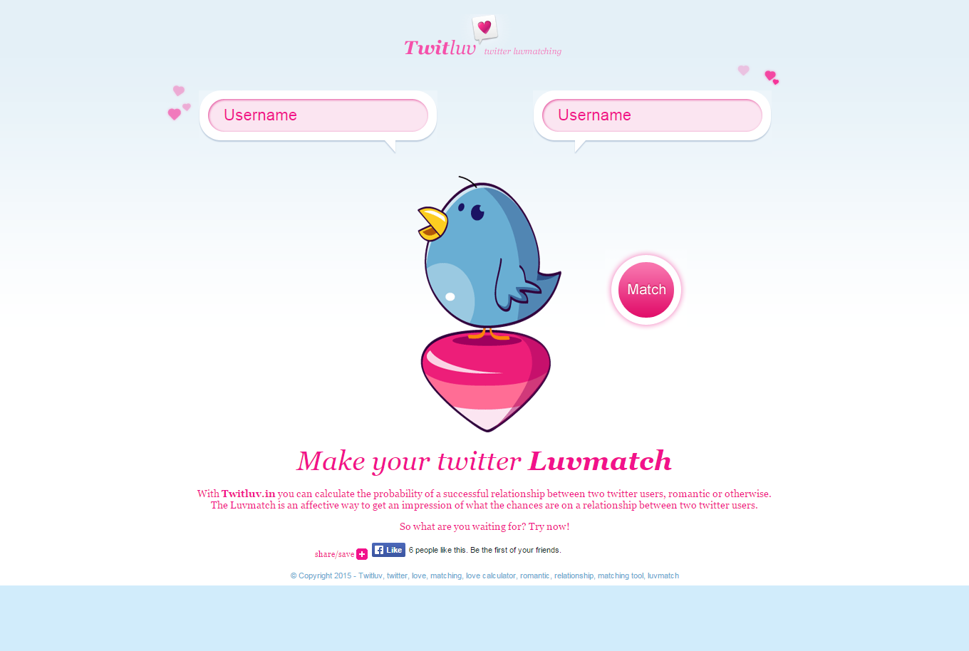 TwitLuv.in - find compatibility between you and your friend or follower