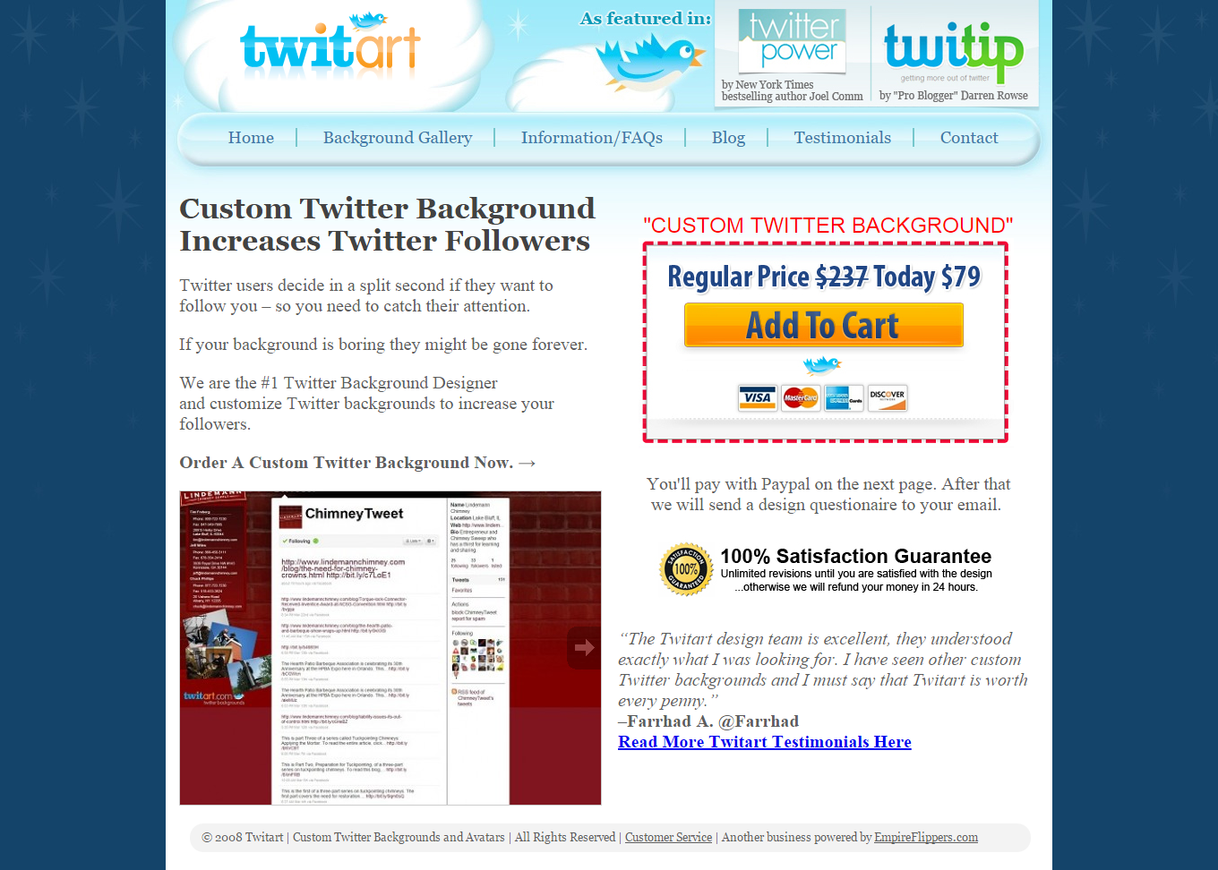 TwitArt offers custom Twitter avatars and backgrounds