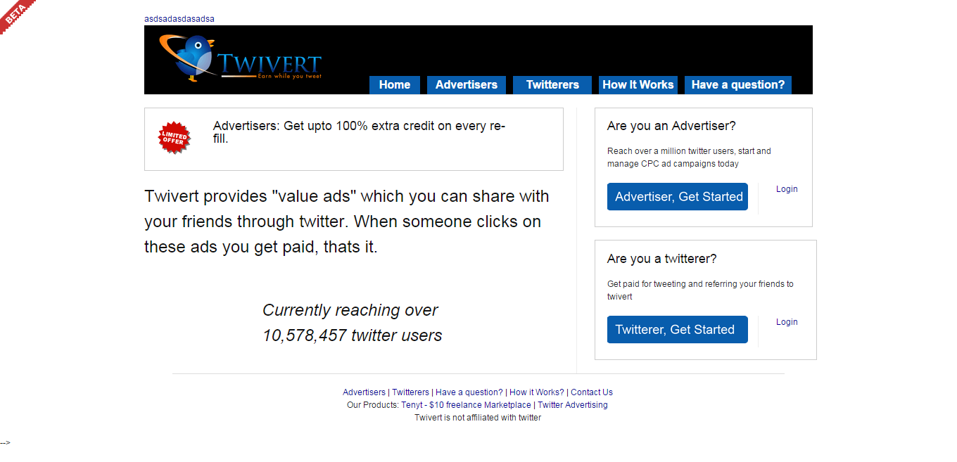 Twivert.com - an advertising network for twitter