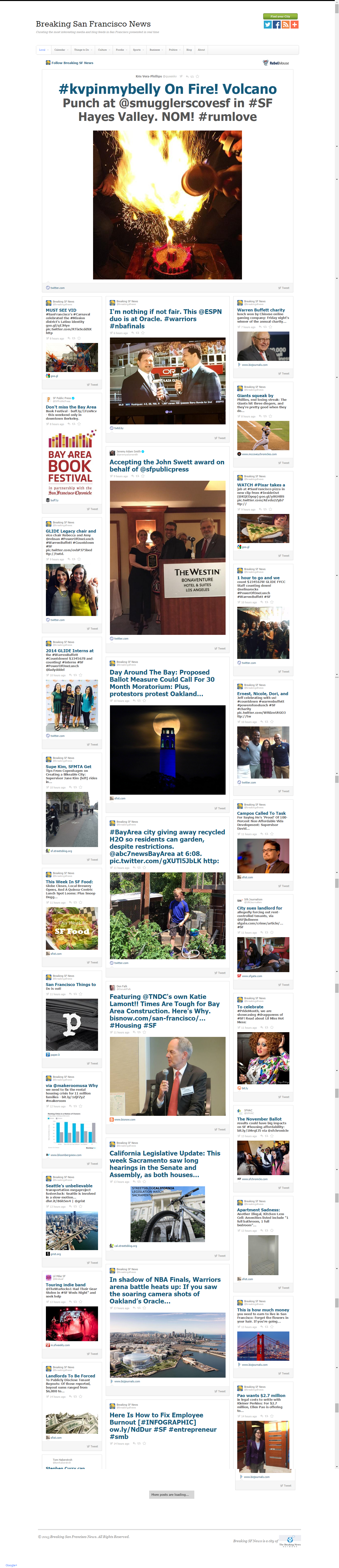 One of many Breaking News city sites that aggregate the best Twitter feeds in a city by category